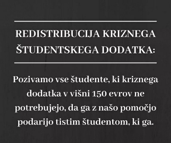 Študentom v stiski: ker vlada ne pomaga dovolj, pomagamo mi